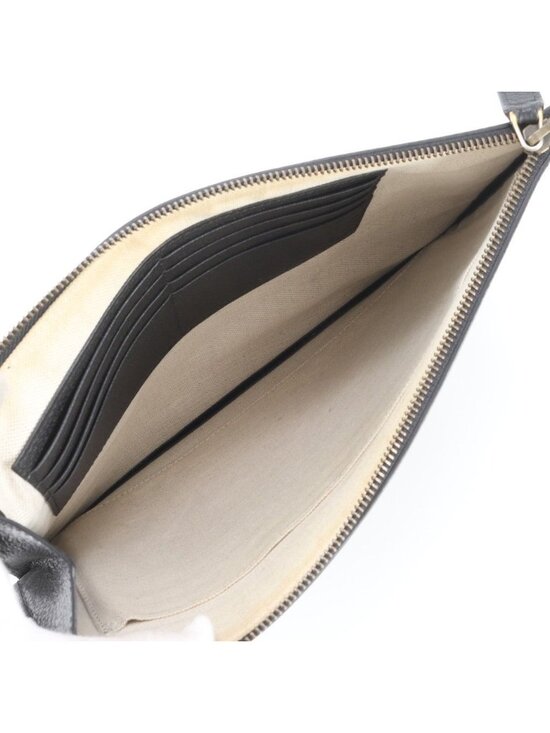 Gucci Bi Star Leather Clutch Pouch Business Black